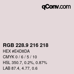 Color code: RGB 228.9 216 218 | qconv.com