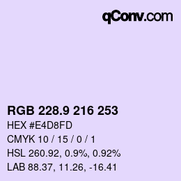 Color code: RGB 228.9 216 253 | qconv.com