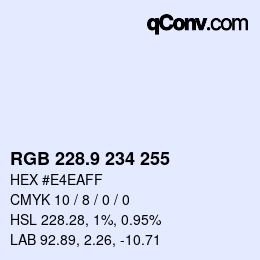 Color code: RGB 228.9 234 255 | qconv.com