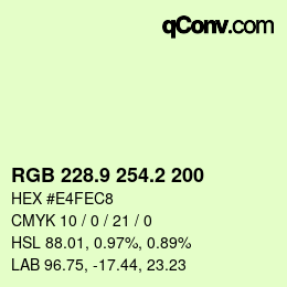 カラーコード: RGB 228.9 254.2 200 | qconv.com