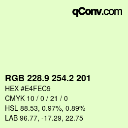 カラーコード: RGB 228.9 254.2 201 | qconv.com