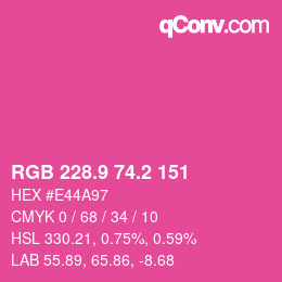 カラーコード: RGB 228.9 74.2 151 | qconv.com