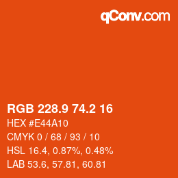 カラーコード: RGB 228.9 74.2 16 | qconv.com