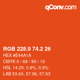 カラーコード: RGB 228.9 74.2 26 | qconv.com