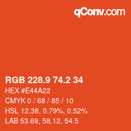 カラーコード: RGB 228.9 74.2 34 | qconv.com
