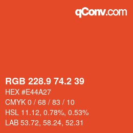 カラーコード: RGB 228.9 74.2 39 | qconv.com