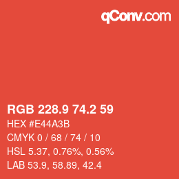 カラーコード: RGB 228.9 74.2 59 | qconv.com