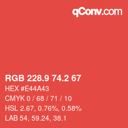 カラーコード: RGB 228.9 74.2 67 | qconv.com