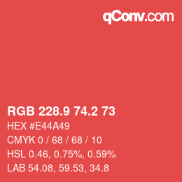 カラーコード: RGB 228.9 74.2 73 | qconv.com
