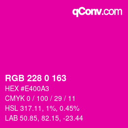 Color code: RGB 228 0 163 | qconv.com