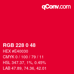 Color code: RGB 228 0 48 | qconv.com