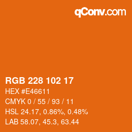 Color code: RGB 228 102 17 | qconv.com