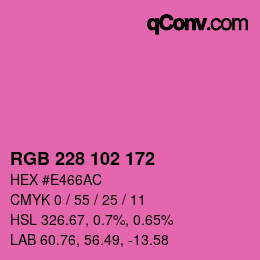 Color code: RGB 228 102 172 | qconv.com