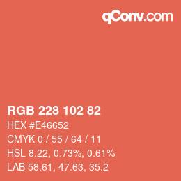Color code: RGB 228 102 82 | qconv.com