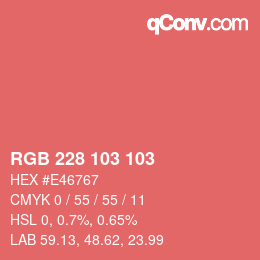 Código de color: RGB 228 103 103 | qconv.com