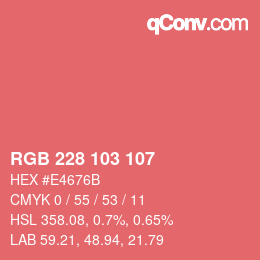 Color code: RGB 228 103 107 | qconv.com
