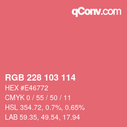 Color code: RGB 228 103 114 | qconv.com