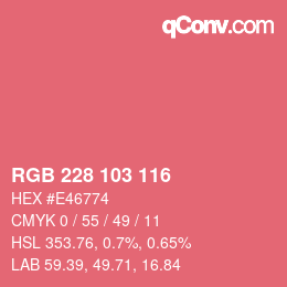 颜色代码: RGB 228 103 116 | qconv.com
