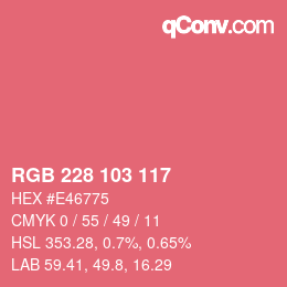 Color code: RGB 228 103 117 | qconv.com