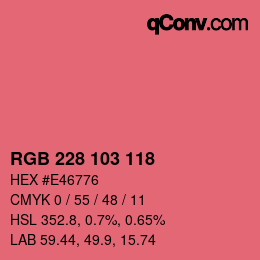 Color code: RGB 228 103 118 | qconv.com