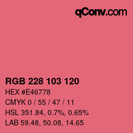 Color code: RGB 228 103 120 | qconv.com