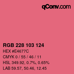 Color code: RGB 228 103 124 | qconv.com
