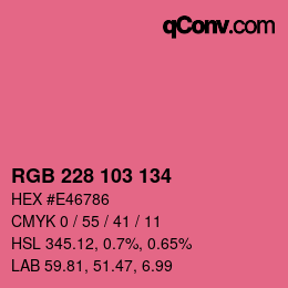 Color code: RGB 228 103 134 | qconv.com