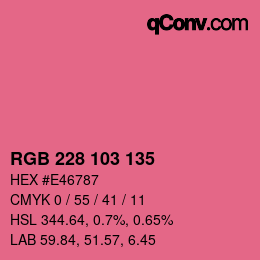 Color code: RGB 228 103 135 | qconv.com