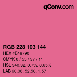 Color code: RGB 228 103 144 | qconv.com