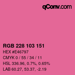 Color code: RGB 228 103 151 | qconv.com