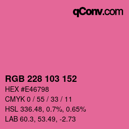Color code: RGB 228 103 152 | qconv.com