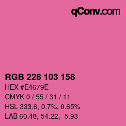 Color code: RGB 228 103 158 | qconv.com