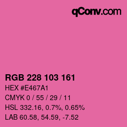 Color code: RGB 228 103 161 | qconv.com