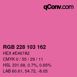 Farbcode: RGB 228 103 162 | qconv.com