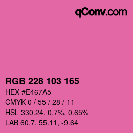 Color code: RGB 228 103 165 | qconv.com