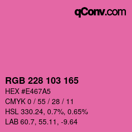 カラーコード: RGB 228 103 165 | qconv.com
