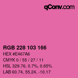 Color code: RGB 228 103 166 | qconv.com