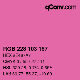 Color code: RGB 228 103 167 | qconv.com