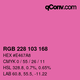 カラーコード: RGB 228 103 168 | qconv.com