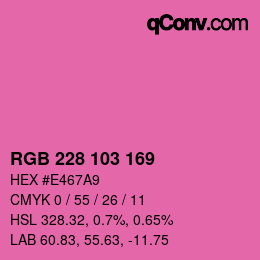 Color code: RGB 228 103 169 | qconv.com