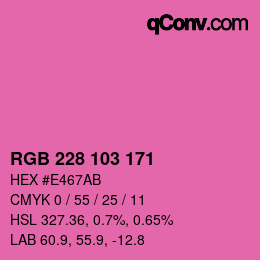 颜色代码: RGB 228 103 171 | qconv.com