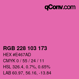 Code couleur: RGB 228 103 173 | qconv.com