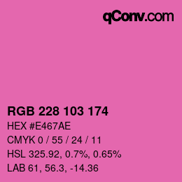 Color code: RGB 228 103 174 | qconv.com