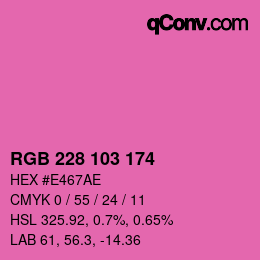 カラーコード: RGB 228 103 174 | qconv.com