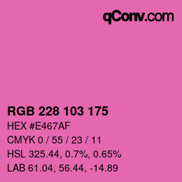 Color code: RGB 228 103 175 | qconv.com