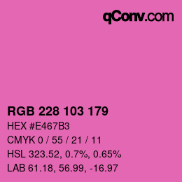 Color code: RGB 228 103 179 | qconv.com