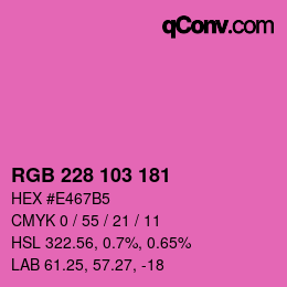 カラーコード: RGB 228 103 181 | qconv.com