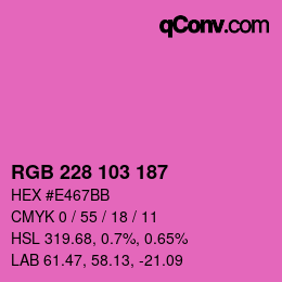 Color code: RGB 228 103 187 | qconv.com