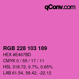 カラーコード: RGB 228 103 189 | qconv.com