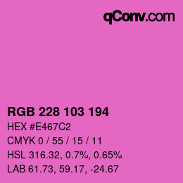 Color code: RGB 228 103 194 | qconv.com